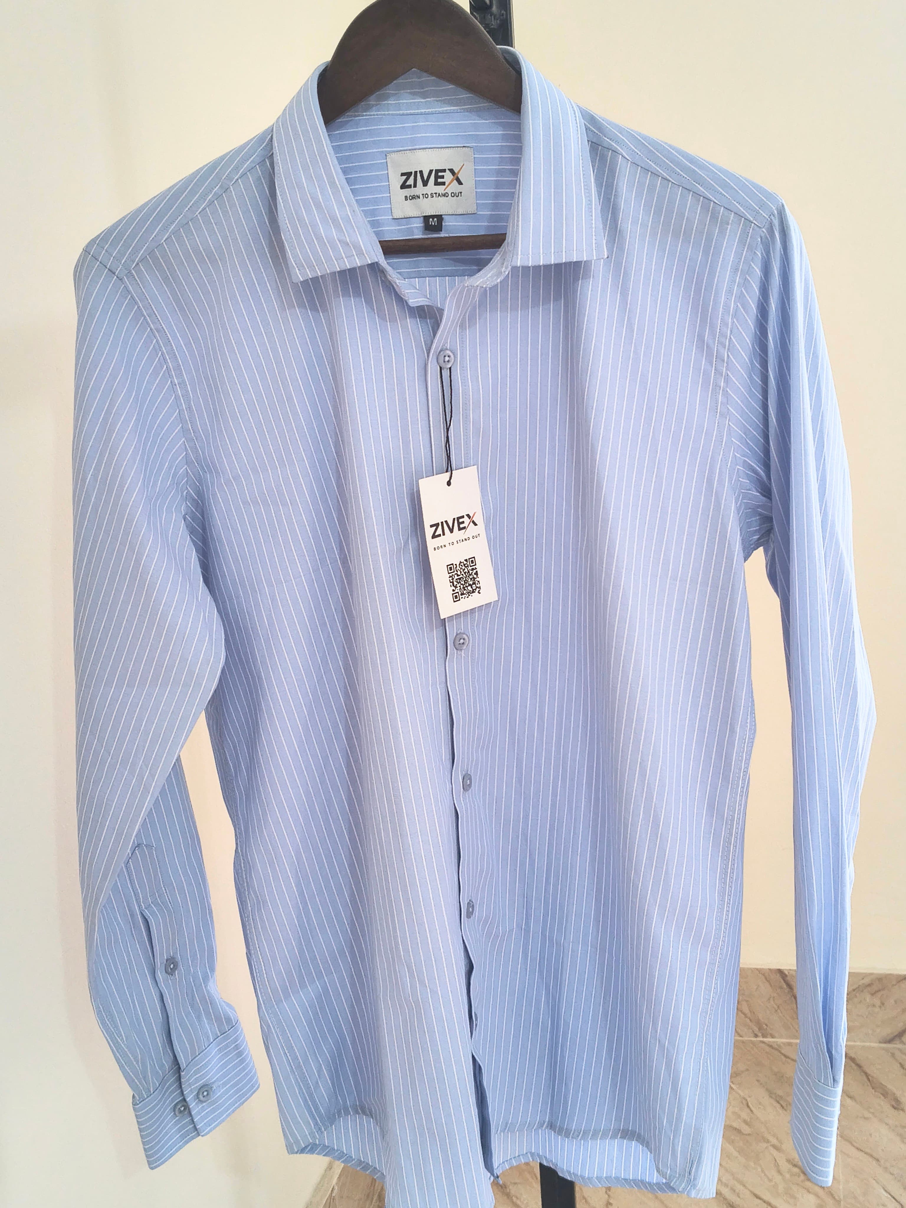 Sky Blue with White Stripes Premium Shirt